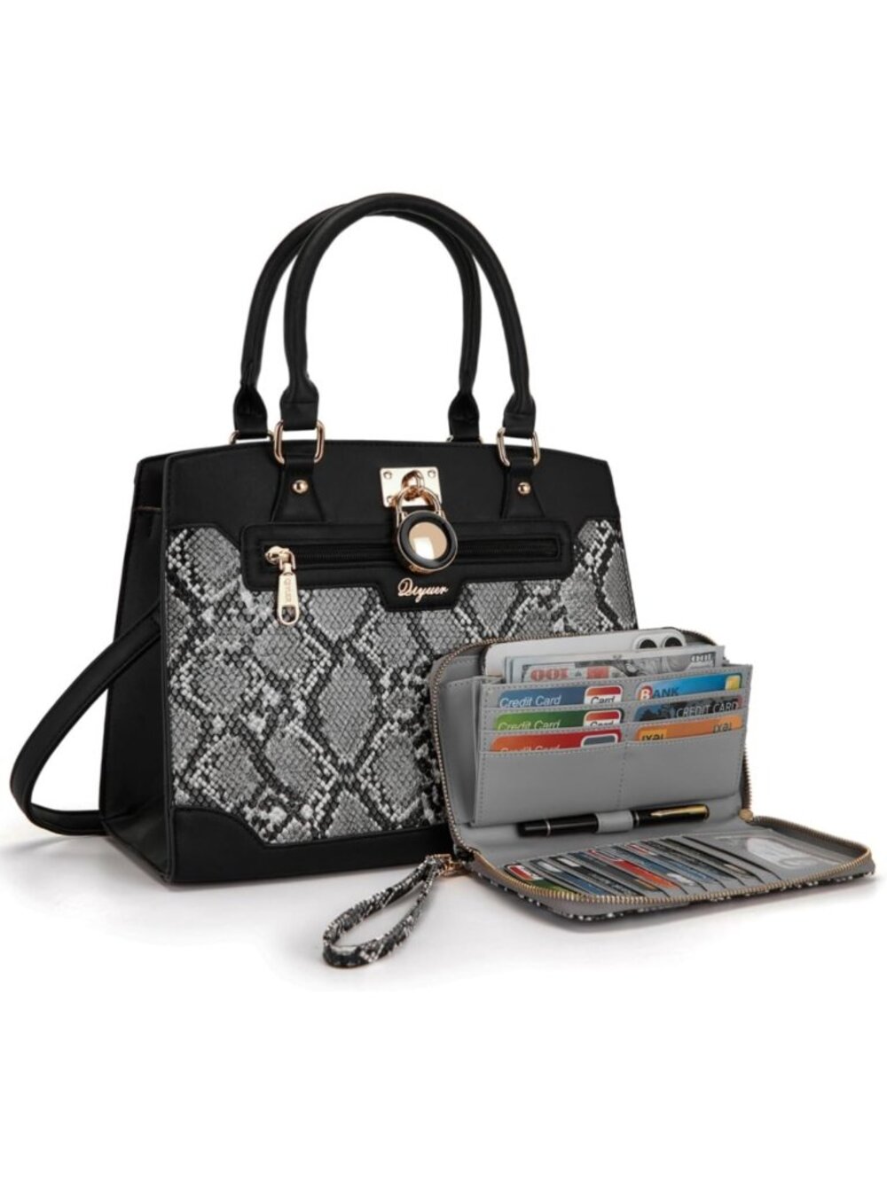 Stylish Women's Handbag Purse Set with RFID Wallet - Medium Satchel Tote Bag